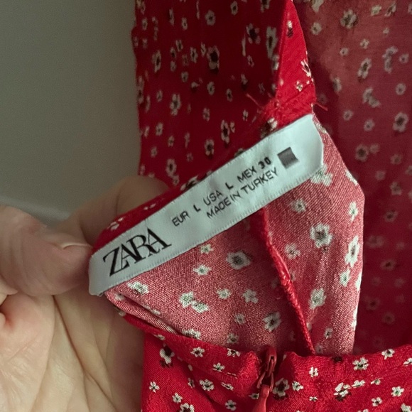NWOT Zara Floral Polka Dot Midi  Red Dress With Cut-Out Back Details Size L - Picture 9 of 14